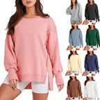 Solid Oversized Sweatshirt Crew Neck Long Sleeve Pullover Hoodies Tops