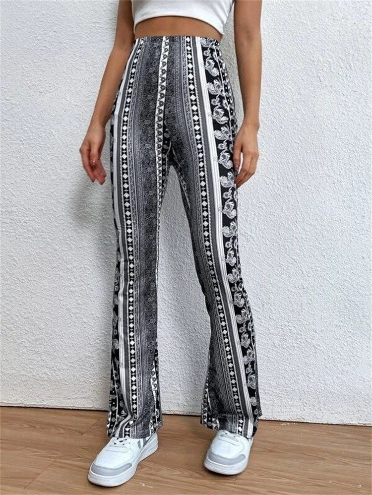 High Elastic Tight Pants Slim Sexy Print Trousers