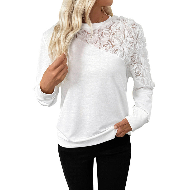 Rose Three-dimensional Flower Decorative Long Sleeve