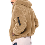 Plush Hooded Jacket Men's Autumn And Winter Fleece Double-sided Wear Warm Coat With Zipper Loose Casual Jacket