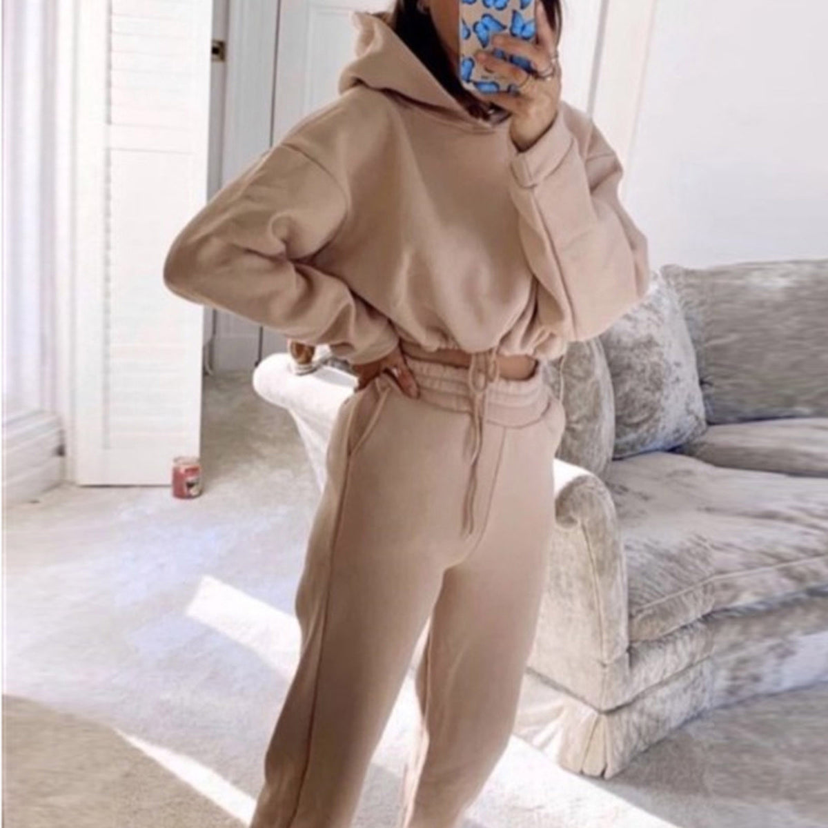 Jogging Suits 2 Piece Sweatsuits Tracksuits Sexy Long Sleeve Hoodie