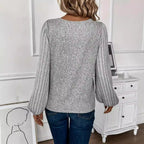 Drop Shoulder Thread Lace Collar Pullover