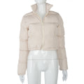 Long-sleeved Stand Collar Zipper Bread Cotton Coat With Drawstring Design