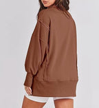 Solid Oversized Sweatshirt Crew Neck Long Sleeve Pullover Hoodies Tops