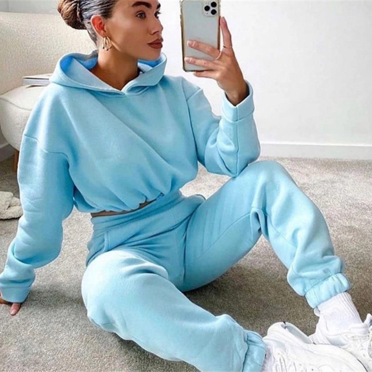 Jogging Suits 2 Piece Sweatsuits Tracksuits Sexy Long Sleeve Hoodie