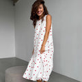 Heart Printing Cotton Sling Loose Long Dress