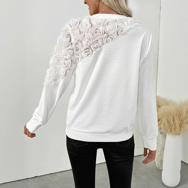 Rose Three-dimensional Flower Decorative Long Sleeve