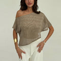 Loose T-shirt Oblique Shoulder Semi-transparent Pullover Top