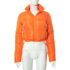 Long-sleeved Stand Collar Zipper Bread Cotton Coat With Drawstring Design
