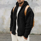 Plush Hooded Jacket Men's Autumn And Winter Fleece Double-sided Wear Warm Coat With Zipper Loose Casual Jacket