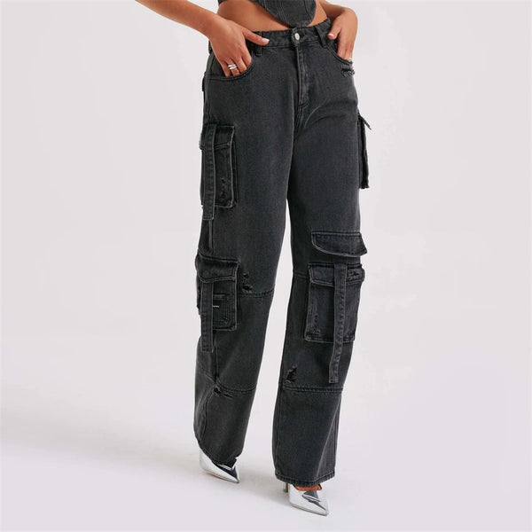 Suit Low Waist Three-dimensional Tube Top And Pocket Stitching Jeans Pants