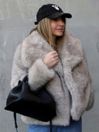 Winter Plush Coat Fashion Thicken Lapel Outwear Casual Long Sleeve Tops
