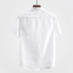 Summer Japanese Casual Square Collar Linen Short Sleeve Shirt