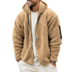 Plush Hooded Jacket Men's Autumn And Winter Fleece Double-sided Wear Warm Coat With Zipper Loose Casual Jacket
