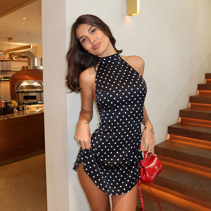 Polka Dot Printed Sexy Pure Desire A- Line Dress