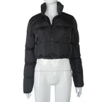 Long-sleeved Stand Collar Zipper Bread Cotton Coat With Drawstring Design